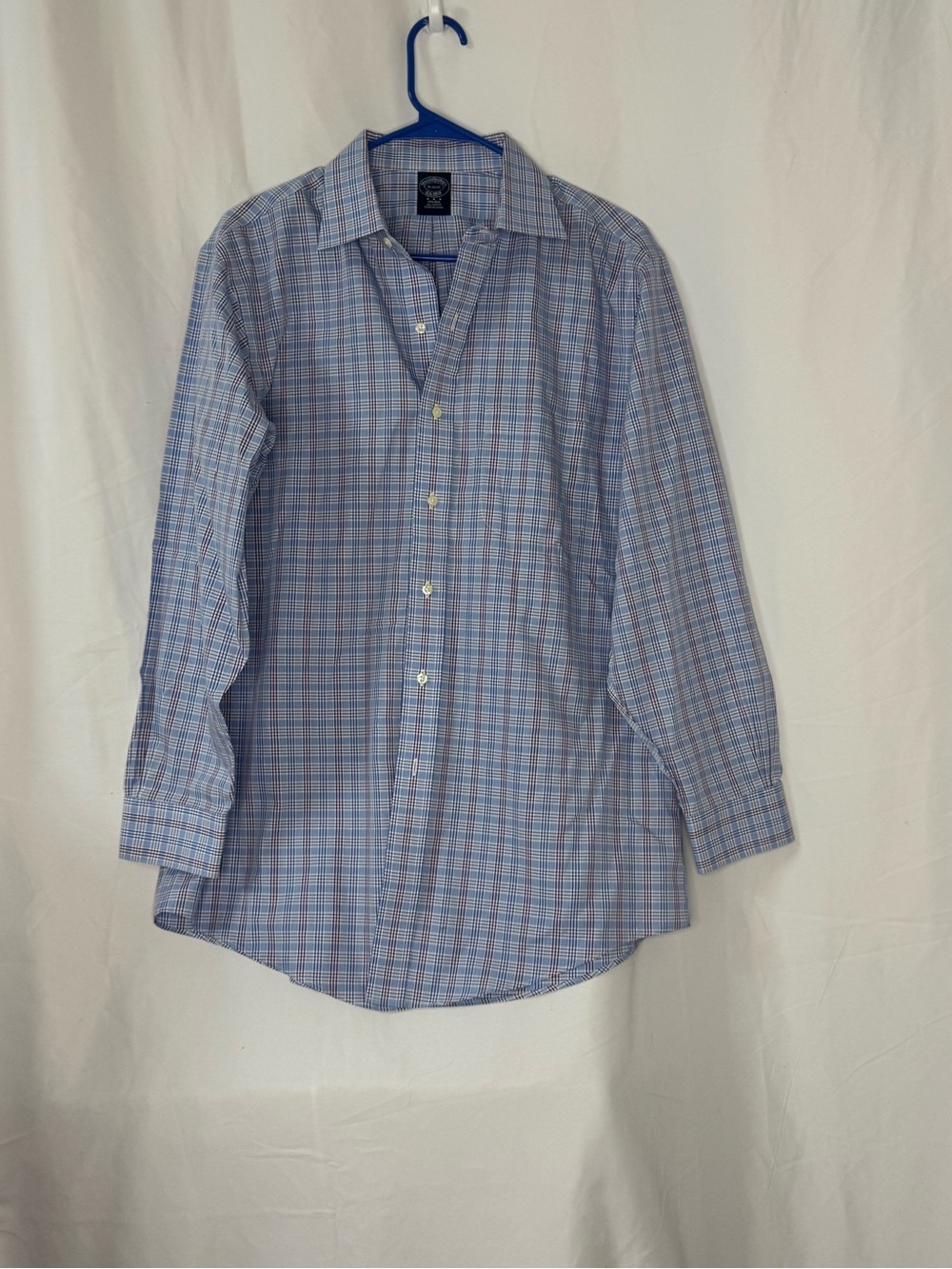 Brooks Brothers Blue and Pink Plaid Dress Shirt